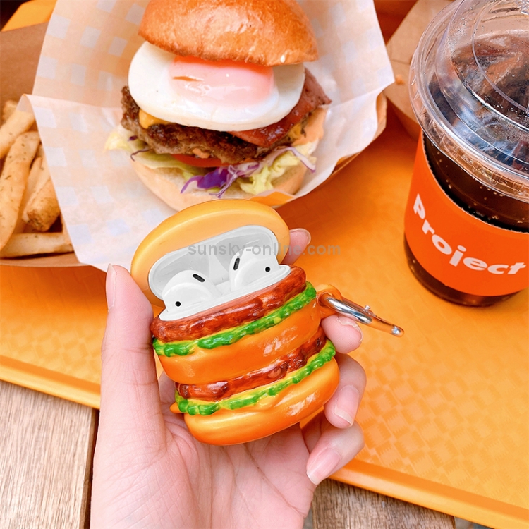 Burger Shape Silicone Wireless Earphone Protective Case For AirPods 1 / 2 Burger Shape Silicone Wireless Earphone Protective Case For AirPods 1 / 2