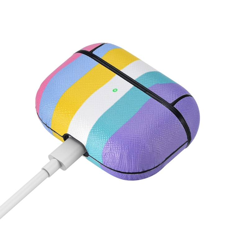 Rainbow Skin Sticking Earphone Protective Case with Hook For AirPods Pro(Sky Blue Blue White Dark Blue Light Blue Blue)