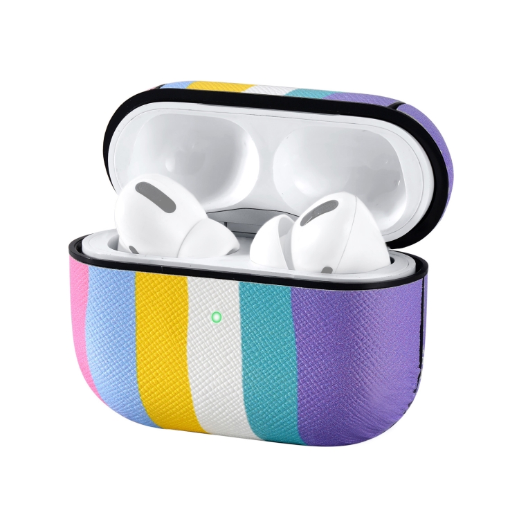 Rainbow Skin Sticking Earphone Protective Case with Hook For AirPods Pro(Sky Blue Blue White Dark Blue Light Blue Blue)