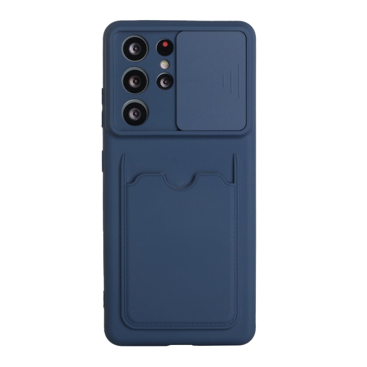For Samsung Galaxy S21 Ultra 5G Sliding Camera Cover Design TPU Protective Case with Card Slot(Dark Blue) For Samsung Galaxy S21 Ultra 5G Sliding Camera Cover Design TPU Protective Case with Card Slot(Dark Blue)