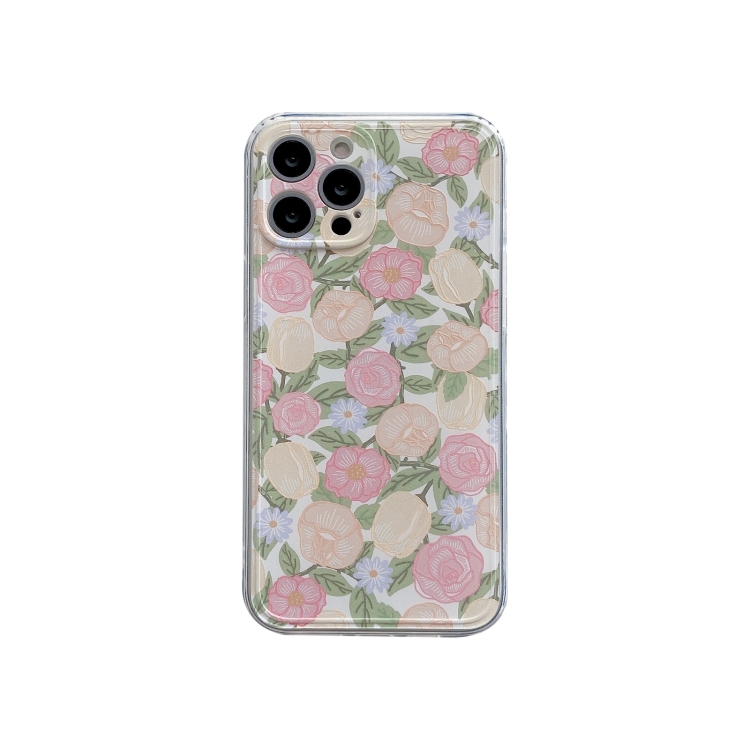 For iPhone 12 TPU Embossed + Double-sided Painting Protective Case(Pink Rose) For iPhone 12 TPU Embossed + Double-sided Painting Protective Case(Pink Rose)
