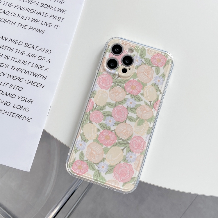 For iPhone 12 TPU Embossed + Double-sided Painting Protective Case(Pink Rose) For iPhone 12 TPU Embossed + Double-sided Painting Protective Case(Pink Rose)