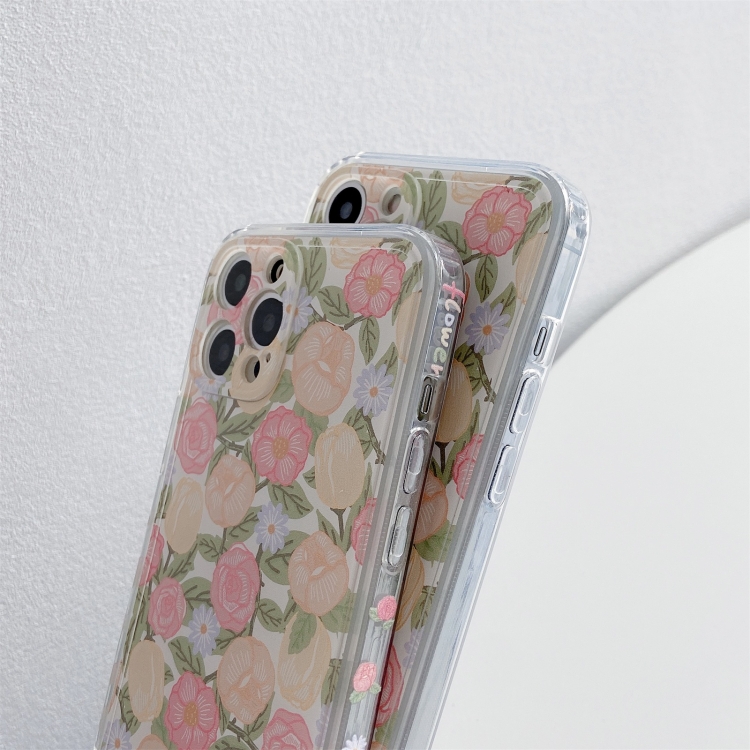 For iPhone 12 TPU Embossed + Double-sided Painting Protective Case(Pink Rose) For iPhone 12 TPU Embossed + Double-sided Painting Protective Case(Pink Rose)