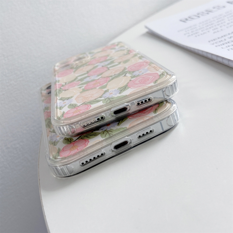 For iPhone 12 TPU Embossed + Double-sided Painting Protective Case(Pink Rose) For iPhone 12 TPU Embossed + Double-sided Painting Protective Case(Pink Rose)