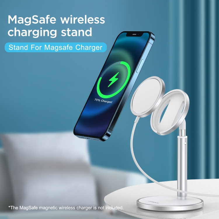 JOYROOM JR-A52 Desktop Vertical Magnetic Wireless Charging Holder for iPhone 12 Series(Silver) JOYROOM JR-A52 Desktop Vertical Magnetic Wireless Charging Holder for iPhone 12 Series(Silver)