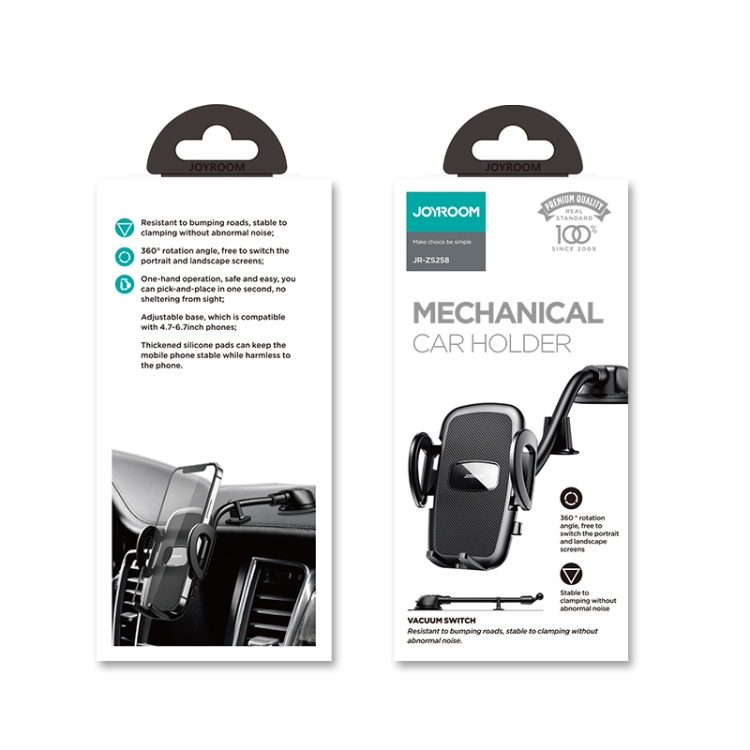 JOYROOM JR-ZS258 360 Degree Rotation Mechanical Car Holder, Style: Long Arm Sucker(Black) JOYROOM JR-ZS258 360 Degree Rotation Mechanical Car Holder, Style: Long Arm Sucker(Black)