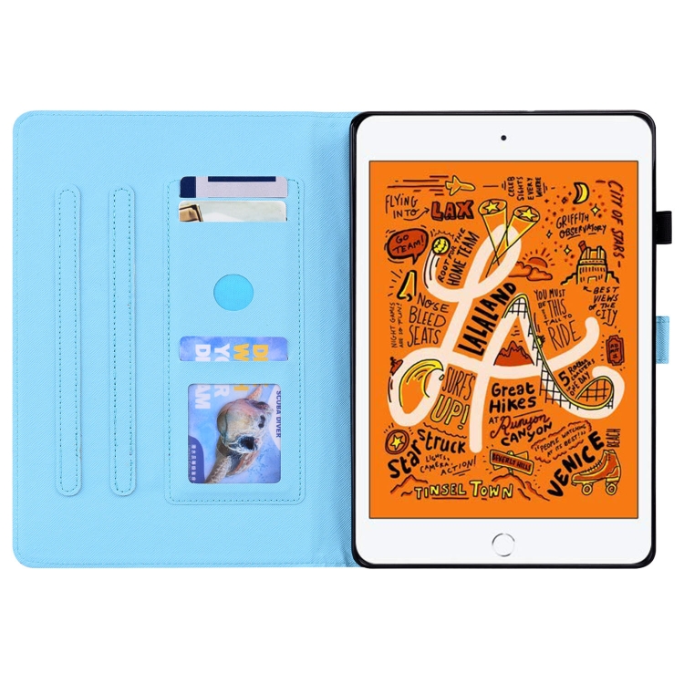 Pour  Kindle Fire 7 Motif animal Horizontal Flip Cuir Coating avec  porte-carte et cadre photo et cadre de nuit / de réveil (Butterfly bleu)