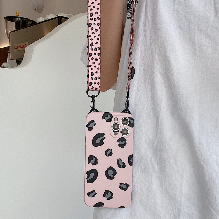 For iPhone 11 Pro Max Cat Ear Leopard Print TPU Straight Edge Protective Case with Lanyard (Pink) For iPhone 11 Pro Max Cat Ear Leopard Print TPU Straight Edge Protective Case with Lanyard (Pink)