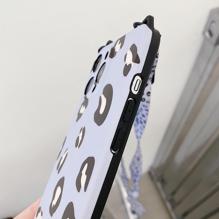 For iPhone 11 Pro Max Cat Ear Leopard Print TPU Straight Edge Protective Case with Lanyard (Pink) For iPhone 11 Pro Max Cat Ear Leopard Print TPU Straight Edge Protective Case with Lanyard (Pink)