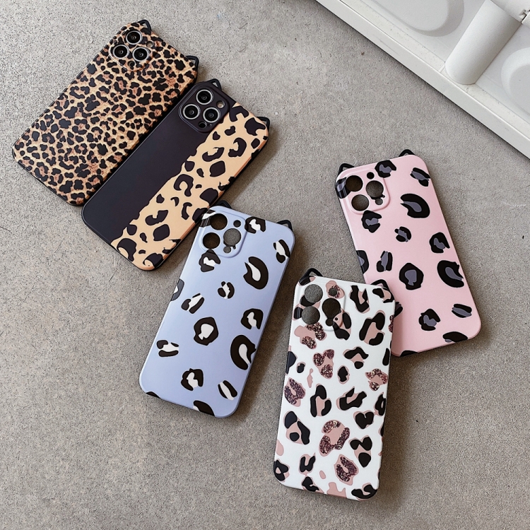 For iPhone 11 Pro Max Cat Ear Leopard Print TPU Straight Edge Protective Case with Lanyard (Pink) For iPhone 11 Pro Max Cat Ear Leopard Print TPU Straight Edge Protective Case with Lanyard (Pink)