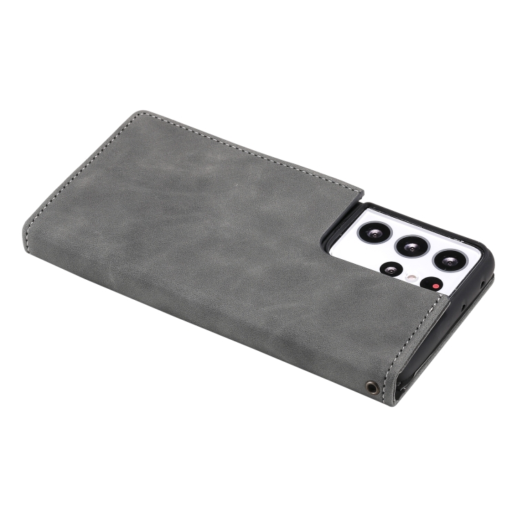For Samsung Galaxy S21 Ultra 5G Three-color Stitching Calf Texture Horizontal Flip Leather Case with Holder & Card Slots & Wallet(Grey) For Samsung Galaxy S21 Ultra 5G Three-color Stitching Calf Texture Horizontal Flip Leather Case with Holder & Card Slots & Wallet(Grey)