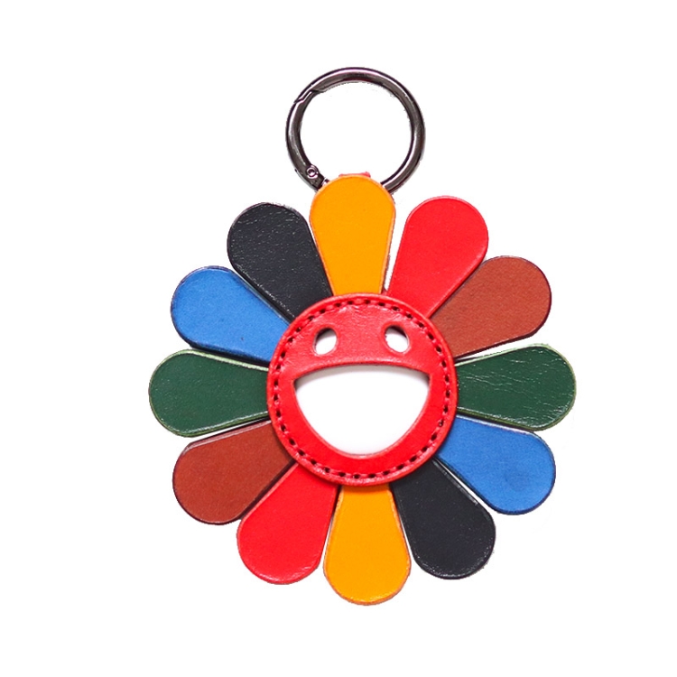 Sun Flower Anti-scratch Shockproof Leather Protective Cover Case with Hook Loop & Lanyard For AirTag