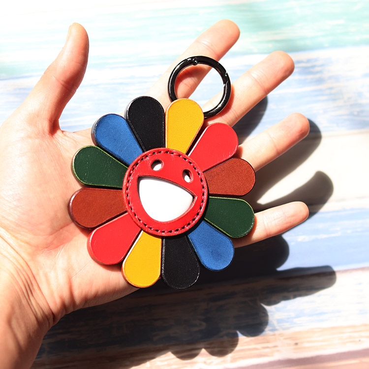 Sun Flower Anti-scratch Shockproof Leather Protective Cover Case with Hook Loop & Lanyard For AirTag