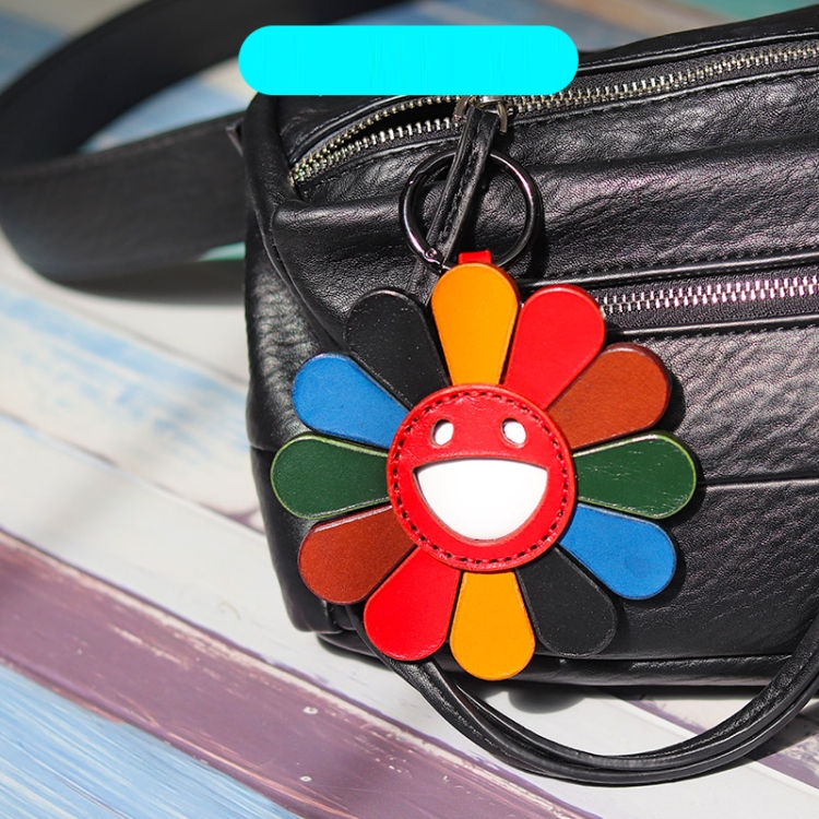 Sun Flower Anti-scratch Shockproof Leather Protective Cover Case with Hook Loop & Lanyard For AirTag