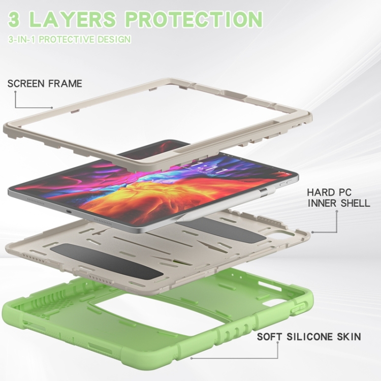 For iPad Pro 12.9 2020 3-Layer Protection Screen Frame + PC + Silicone Shockproof Combination Tablet Case with Holder(Matcha Green) For iPad Pro 12.9 2020 3-Layer Protection Screen Frame + PC + Silicone Shockproof Combination Tablet Case with Holder(Matcha Green)