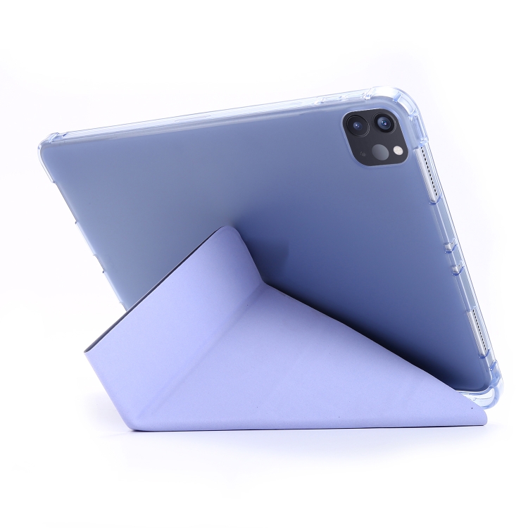 For iPad Air 13 2024 / Pro 12.9 2022 / 2021 Multi-folding TPU Leather Tablet Case with Holder & Pen Slot(Purple) For iPad Air 13 2024 / Pro 12.9 2022 / 2021 Multi-folding TPU Leather Tablet Case with Holder & Pen Slot(Purple)