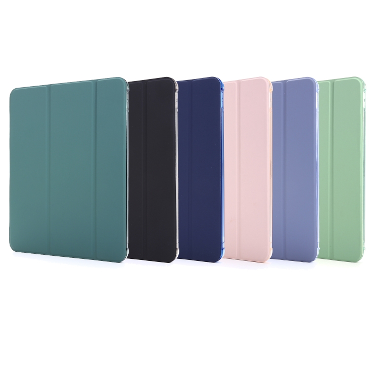 For iPad Pro 12.9 2022 / 2021 Multi-folding Horizontal Flip PU Leather + Shockproof Airbag TPU Tablet Case with Holder & Pen Slot & Wake-up / Sleep Function(Dark Blue)