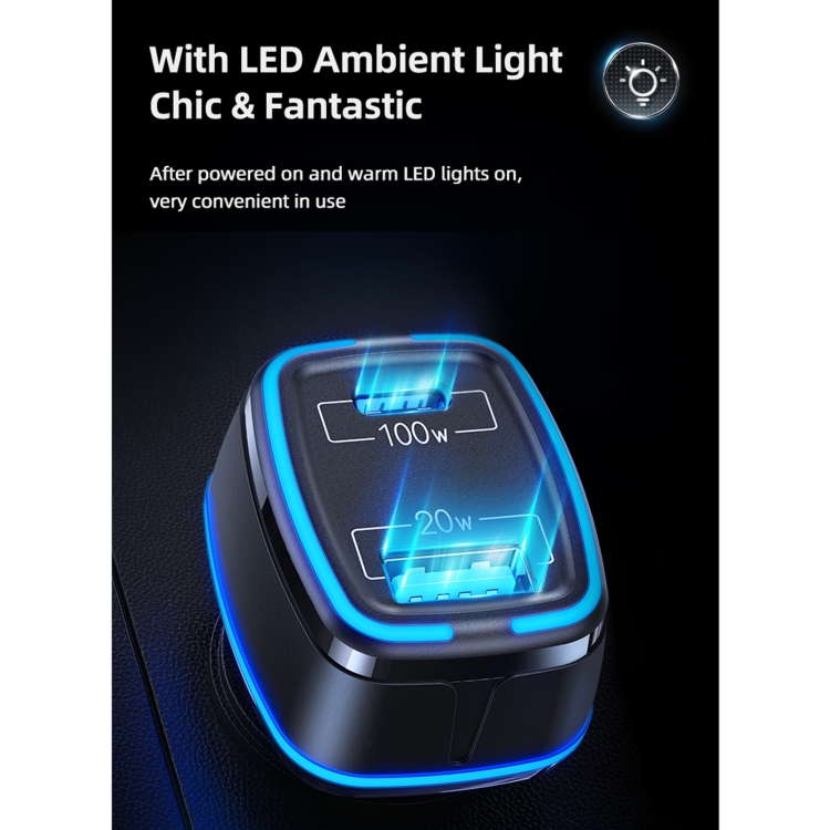 USAMS US-CC142 C24 120W Type-C / USB-C + USB Dual Ports Car Charger(Black) USAMS US-CC142 C24 120W Type-C / USB-C + USB Dual Ports Car Charger(Black)