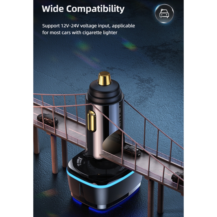 USAMS US-CC142 C24 120W Type-C / USB-C + USB Dual Ports Car Charger(Black) USAMS US-CC142 C24 120W Type-C / USB-C + USB Dual Ports Car Charger(Black)