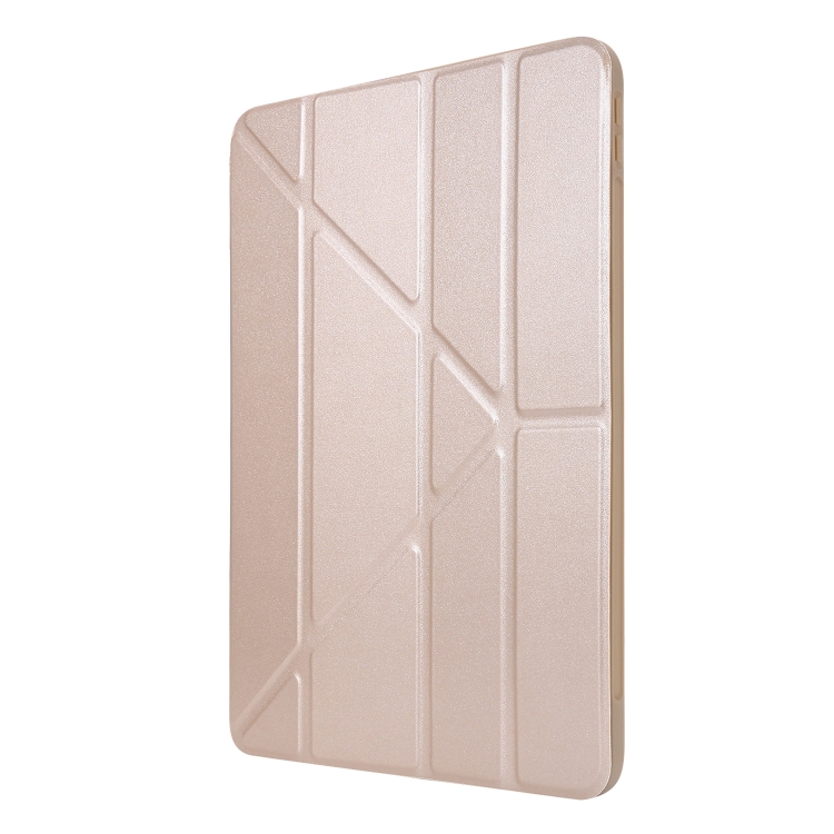 Per iPad Pro 11 2022/2021 Custodia per tablet in pelle con deformazione  orizzontale in TPU con supporto (oro champagne)