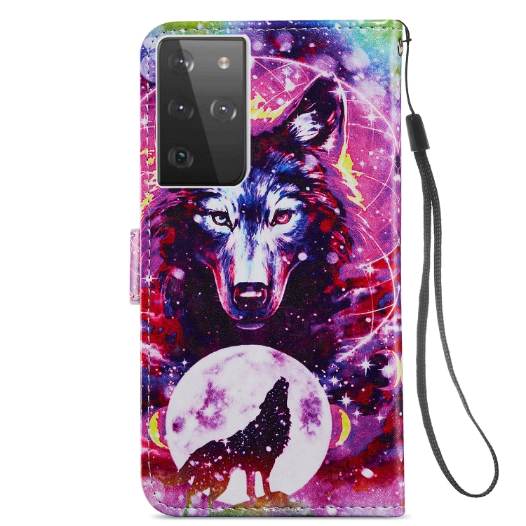 For Samsung Galaxy S21 Ultra 5G Painted Pattern Horizontal Flip Leather Case with Holder & Card Slots & Photo Frame(Wolf Totem) For Samsung Galaxy S21 Ultra 5G Painted Pattern Horizontal Flip Leather Case with Holder & Card Slots & Photo Frame(Wolf Totem)