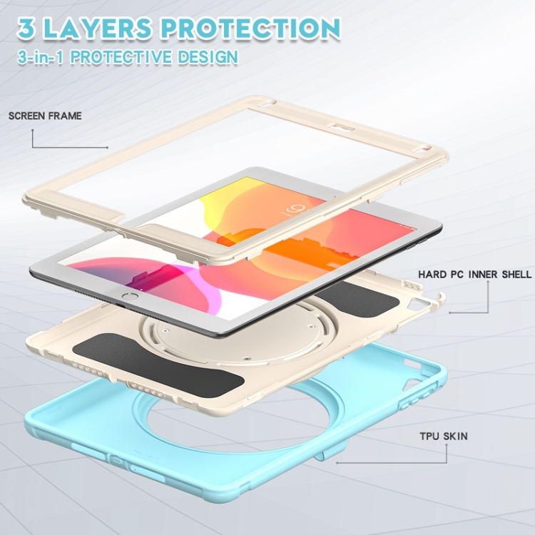 Shockproof TPU + PC Protective Case with 360 Degree Rotation Foldable Handle Grip Holder & Pen Slot For iPad 9.7 2018 / 2017 / Air 2 / Pro 9.7(Ice Crystal Blue) Shockproof TPU + PC Protective Case with 360 Degree Rotation Foldable Handle Grip Holder & Pen Slot For iPad 9.7 2018 / 2017 / Air 2 / Pro 9.7(Ice Crystal Blue)