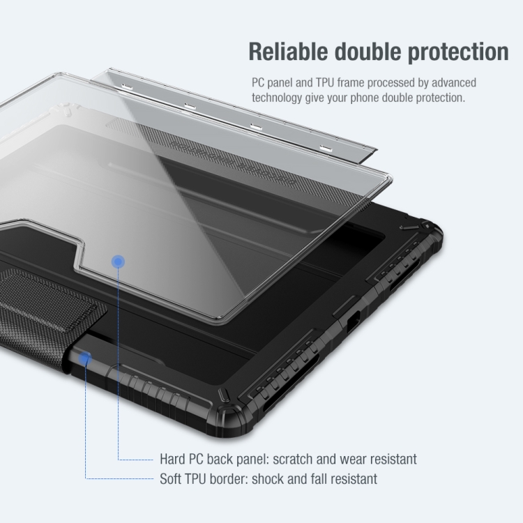 For iPad Pro 12.9 2022 / 2021 / 2020 NILLKIN Bumper Pro Horizontal Flip Leather Tablet Case with Pen Slot & Holder & Sleep / Wake-up Function (Blue) For iPad Pro 12.9 2022 / 2021 / 2020 NILLKIN Bumper Pro Horizontal Flip Leather Tablet Case with Pen Slot & Holder & Sleep / Wake-up Function (Blue)