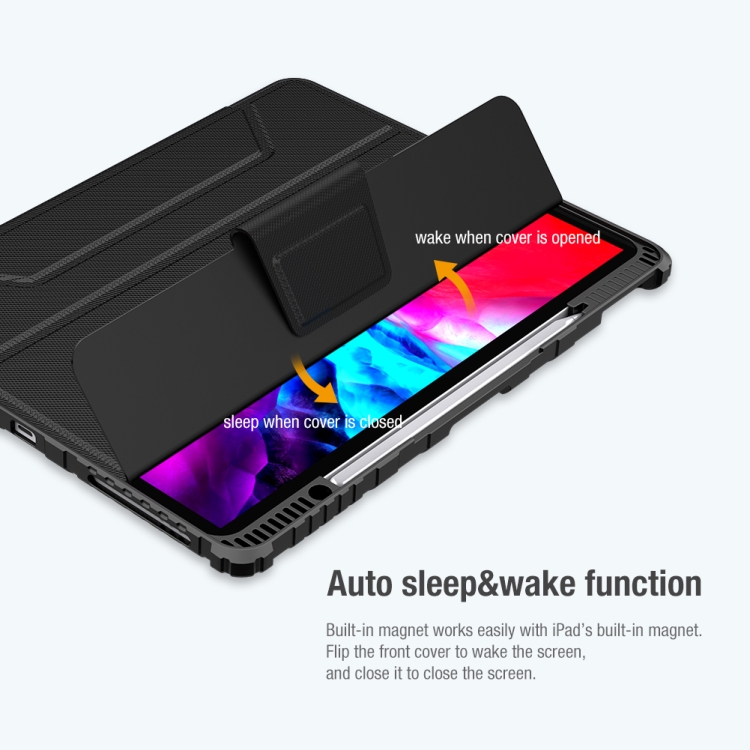 For iPad Pro 12.9 2022 / 2021 / 2020 NILLKIN Bumper Pro Horizontal Flip Leather Tablet Case with Pen Slot & Holder & Sleep / Wake-up Function (Blue) For iPad Pro 12.9 2022 / 2021 / 2020 NILLKIN Bumper Pro Horizontal Flip Leather Tablet Case with Pen Slot & Holder & Sleep / Wake-up Function (Blue)