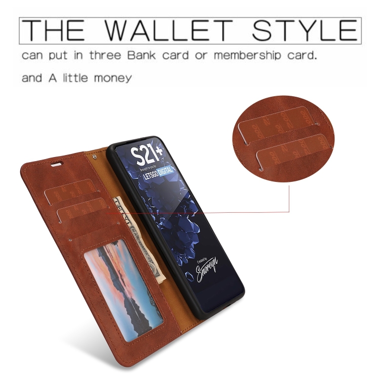 For Samsung Galaxy S21+ 5G Crazy Horse Texture Detachable Magnetic Back Cover Horizontal Flip Leather Case with Holder & Card Slots & Photo Frame & Wallet(Brown) For Samsung Galaxy S21+ 5G Crazy Horse Texture Detachable Magnetic Back Cover Horizontal Flip Leather Case with Holder & Card Slots & Photo Frame & Wallet(Brown)
