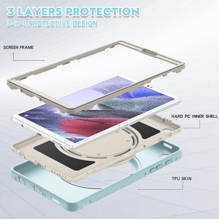 Shockproof TPU + PC Protective Case with 360 Degree Rotation Foldable Handle Grip Holder & Pen Slot For Samsung Galaxy Tab A7 Lite T220(Ice Crystal Blue) Shockproof TPU + PC Protective Case with 360 Degree Rotation Foldable Handle Grip Holder & Pen Slot For Samsung Galaxy Tab A7 Lite T220(Ice Crystal Blue)