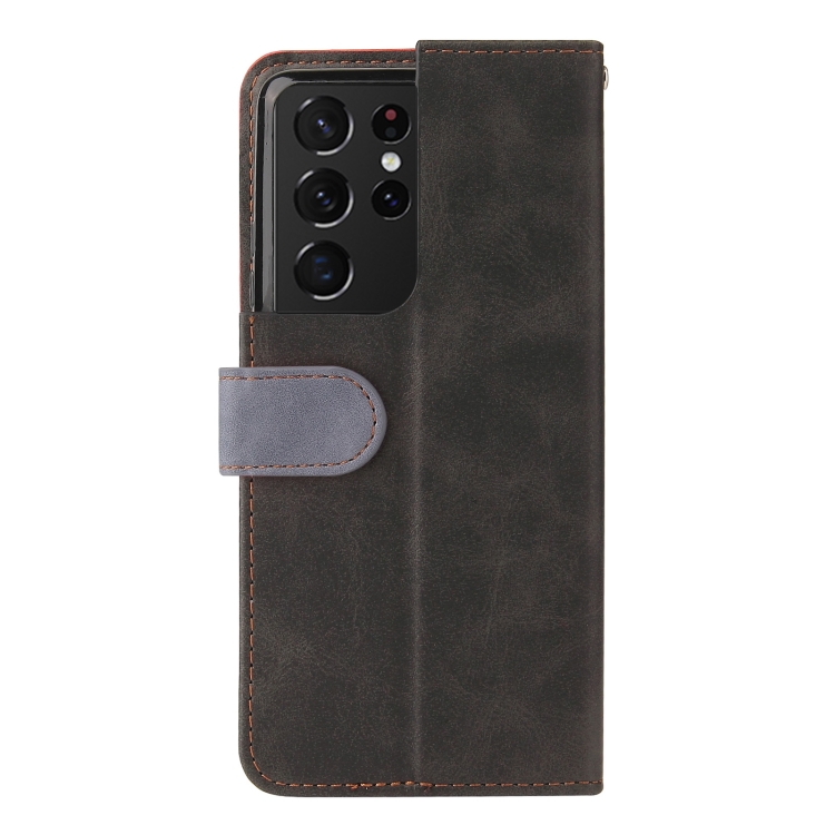 For Samsung Galaxy S21 Ultra 5G Business Stitching-Color Horizontal Flip PU Leather Case with Holder & Card Slots & Photo Frame(Grey) For Samsung Galaxy S21 Ultra 5G Business Stitching-Color Horizontal Flip PU Leather Case with Holder & Card Slots & Photo Frame(Grey)