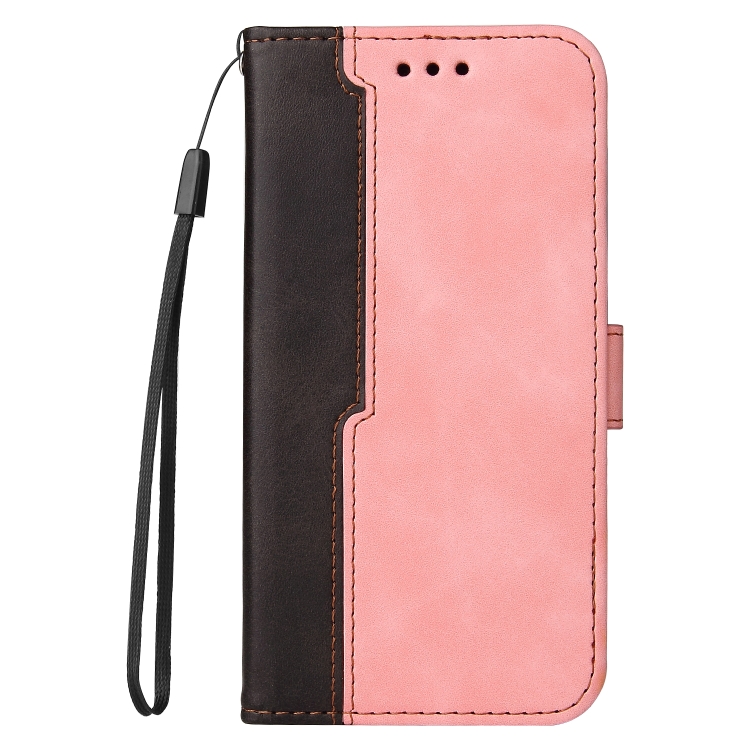 For iPhone 12 / 12 Pro Business Stitching-Color Horizontal Flip PU Leather Case with Holder & Card Slots & Photo Frame(Pink) For iPhone 12 / 12 Pro Business Stitching-Color Horizontal Flip PU Leather Case with Holder & Card Slots & Photo Frame(Pink)