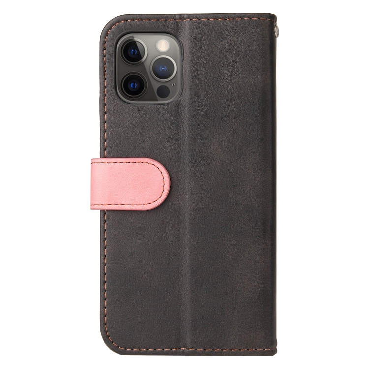 For iPhone 12 / 12 Pro Business Stitching-Color Horizontal Flip PU Leather Case with Holder & Card Slots & Photo Frame(Pink) For iPhone 12 / 12 Pro Business Stitching-Color Horizontal Flip PU Leather Case with Holder & Card Slots & Photo Frame(Pink)