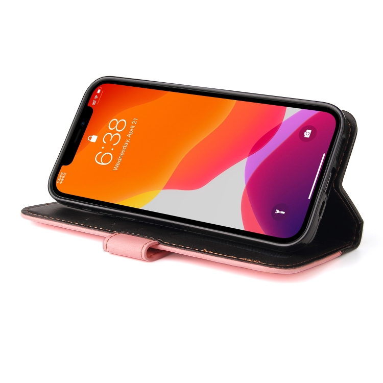 For iPhone 12 / 12 Pro Business Stitching-Color Horizontal Flip PU Leather Case with Holder & Card Slots & Photo Frame(Pink) For iPhone 12 / 12 Pro Business Stitching-Color Horizontal Flip PU Leather Case with Holder & Card Slots & Photo Frame(Pink)