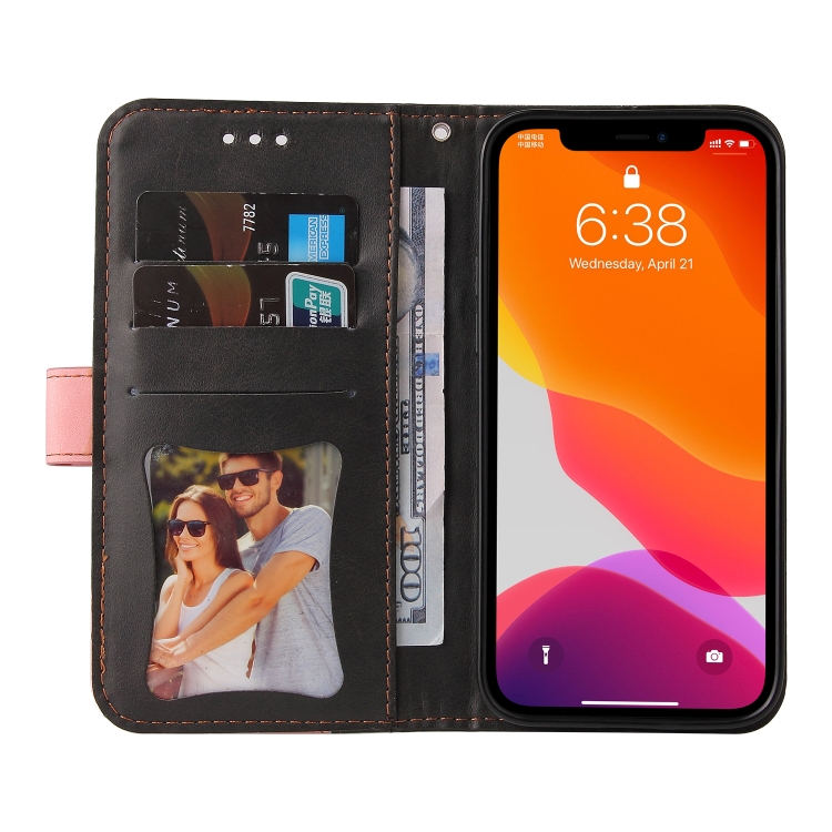 For iPhone 12 / 12 Pro Business Stitching-Color Horizontal Flip PU Leather Case with Holder & Card Slots & Photo Frame(Pink) For iPhone 12 / 12 Pro Business Stitching-Color Horizontal Flip PU Leather Case with Holder & Card Slots & Photo Frame(Pink)
