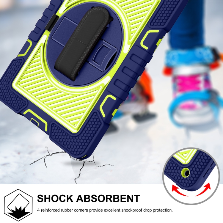 For iPad 10.2 2021 / 2020 / 2019 360 Degree Rotation Contrast Color Shockproof Silicone + PC Case with Holder & Hand Grip Strap & Shoulder Strap (Navy+Yellow Green) For iPad 10.2 2021 / 2020 / 2019 360 Degree Rotation Contrast Color Shockproof Silicone + PC Case with Holder & Hand Grip Strap & Shoulder Strap (Navy+Yellow Green)