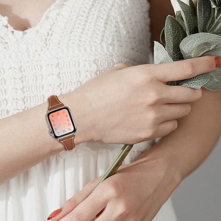 Three-color T-shape Leather Watch Band For Apple Watch Series