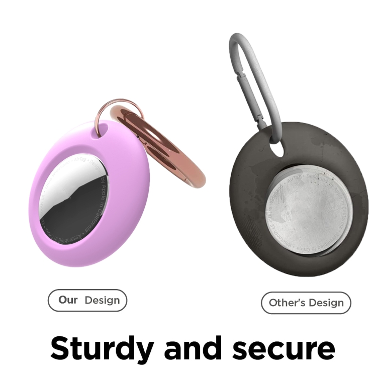 Silicone Shockproof Protective Cover Case with Keychain Ring For AirTag(Purple) Silicone Shockproof Protective Cover Case with Keychain Ring For AirTag(Purple)