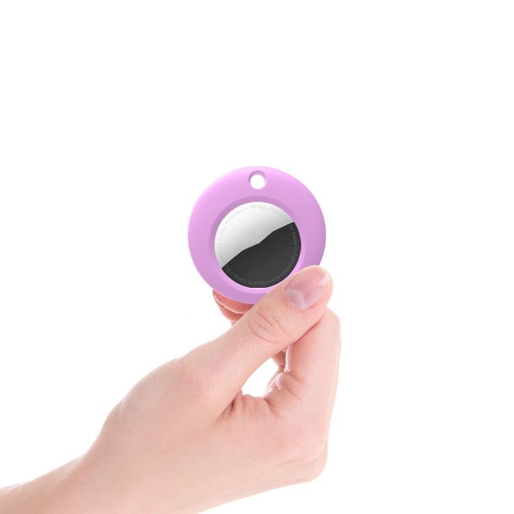 Silicone Shockproof Protective Cover Case with Keychain Ring For AirTag(Purple) Silicone Shockproof Protective Cover Case with Keychain Ring For AirTag(Purple)
