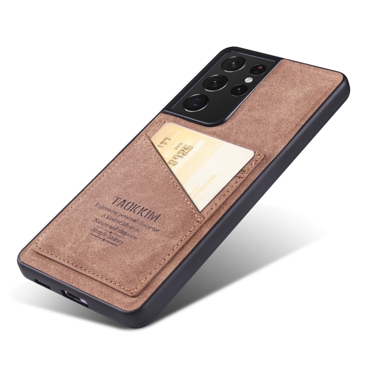 For Samsung Galaxy S21 Ultra 5G TAOKKIM Retro Matte PU Leather + PC + TPU Shockproof Back Cover Case with Holder & Card Slot(Brown) For Samsung Galaxy S21 Ultra 5G TAOKKIM Retro Matte PU Leather + PC + TPU Shockproof Back Cover Case with Holder & Card Slot(Brown)