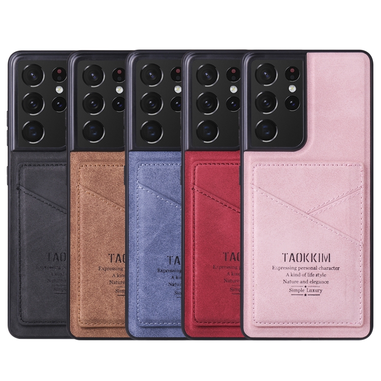 For Samsung Galaxy S21 Ultra 5G TAOKKIM Retro Matte PU Leather + PC + TPU Shockproof Back Cover Case with Holder & Card Slot(Brown) For Samsung Galaxy S21 Ultra 5G TAOKKIM Retro Matte PU Leather + PC + TPU Shockproof Back Cover Case with Holder & Card Slot(Brown)