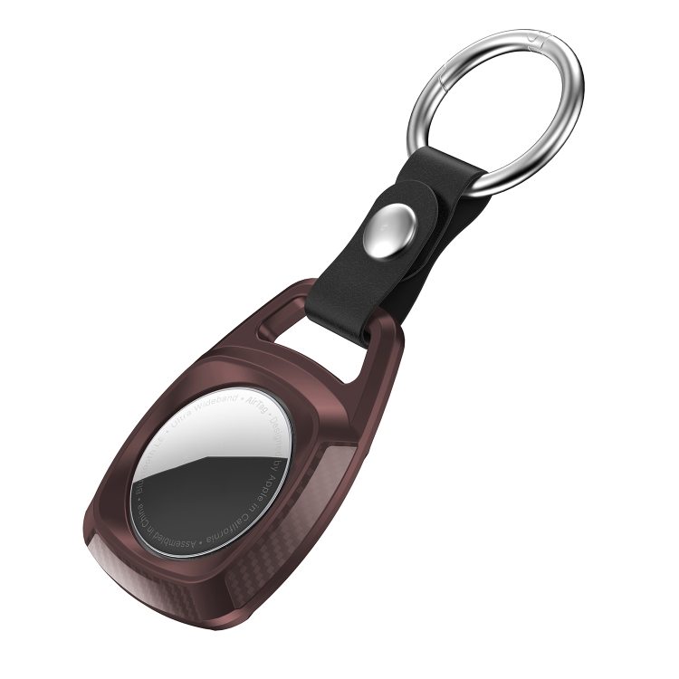 TPU Carbon Fiber Texture Shockproof Protective Cover Case with Keychain Ring For AirTag(Wine Red) TPU Carbon Fiber Texture Shockproof Protective Cover Case with Keychain Ring For AirTag(Wine Red)