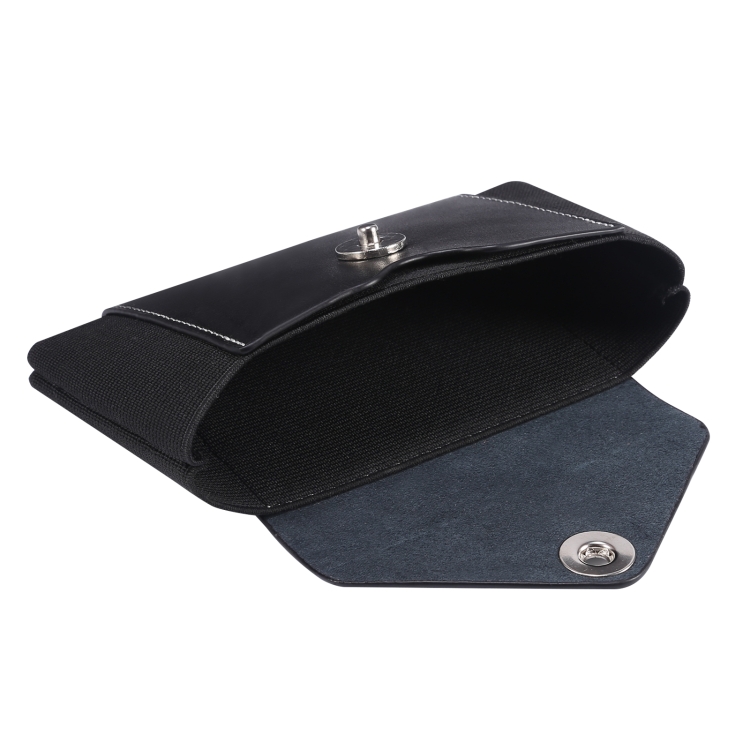 Ultra-thin Elasticity Mobile Phone Leather Case Waist Bag For 6.7-6.9 inch Phones, Size: L(Black)