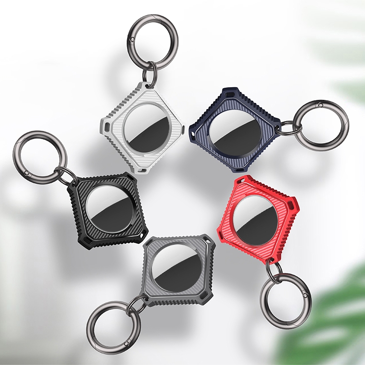 Four Square Carbon Fiber Case with Keychain Ring for AirTag(Gray) Four Square Carbon Fiber Case with Keychain Ring for AirTag(Gray)