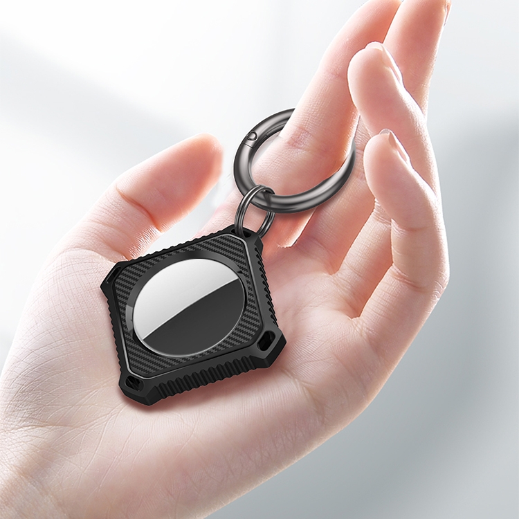 Four Square Carbon Fiber Case with Keychain Ring for AirTag(Gray) Four Square Carbon Fiber Case with Keychain Ring for AirTag(Gray)