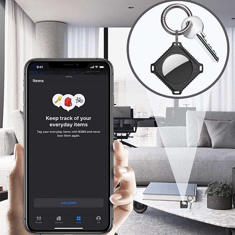 Four Square Carbon Fiber Case with Keychain Ring for AirTag(Gray) Four Square Carbon Fiber Case with Keychain Ring for AirTag(Gray)