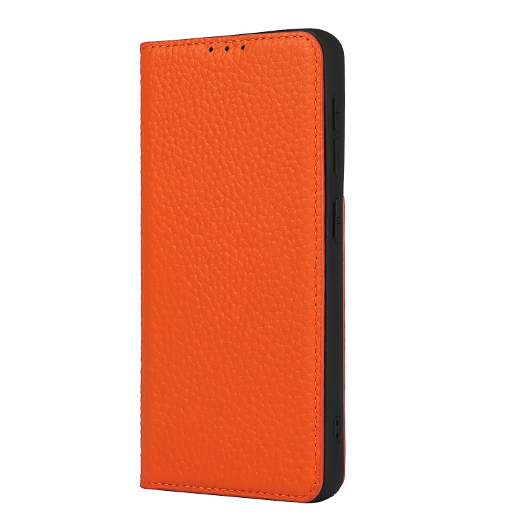 For Samsung Galaxy S21 5G Litchi Genuine Leather Phone Case(Orange) For Samsung Galaxy S21 5G Litchi Genuine Leather Phone Case(Orange)