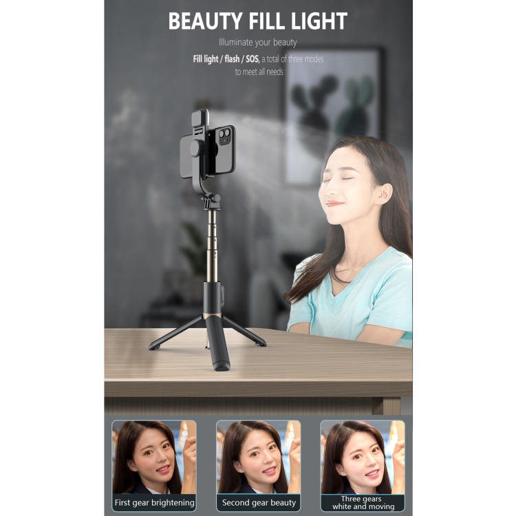 Q03S Fill Light Bluetooth Selfie Stick Tripod Mobile Phone Holder(White) - B1