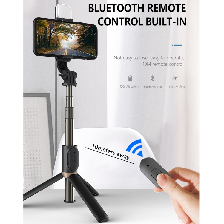 Q03S Fill Light Bluetooth Selfie Stick Tripod Mobile Phone Holder(White) - B3
