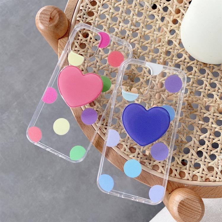 For iPhone 11 Pro Max Colorful Dot Pattern TPU Straight Edge Shockproof Case with Heart Holder (Pink Red) For iPhone 11 Pro Max Colorful Dot Pattern TPU Straight Edge Shockproof Case with Heart Holder (Pink Red)
